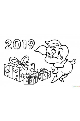 Свинка с подарками на Новый год 2019