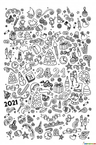 Раскраска Дудл DetiOnline на Новый год 2021