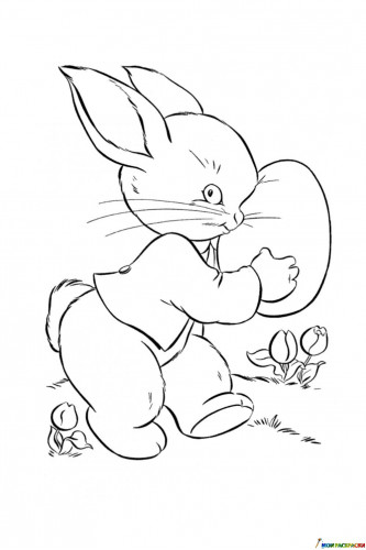 Раскраска Кролик нашёл пасхальное яйцо