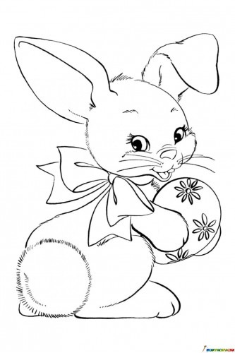 Раскраска Кролик с раскрашенным пасхальным яйцом