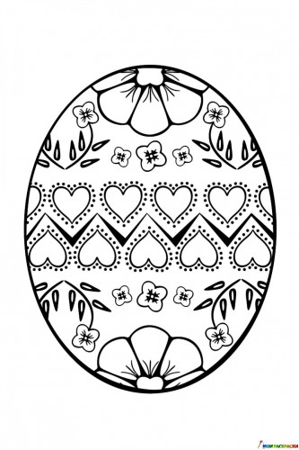 Раскраска Пасхальное яйцо с сердечками
