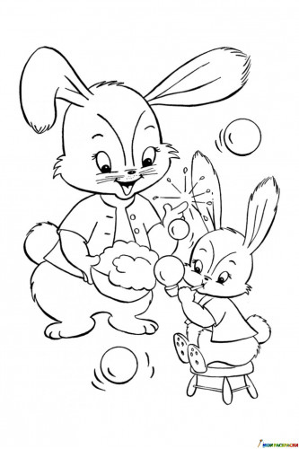Раскраска Пасхальные крольчата