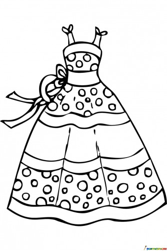 Раскраска Платье для мамы в горошек