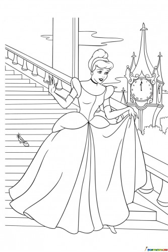 Раскраска Золушка-принцесса убегает с бала