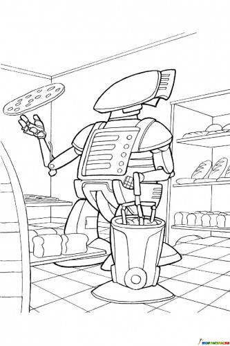 Раскраска Робот-пекарь и пицца