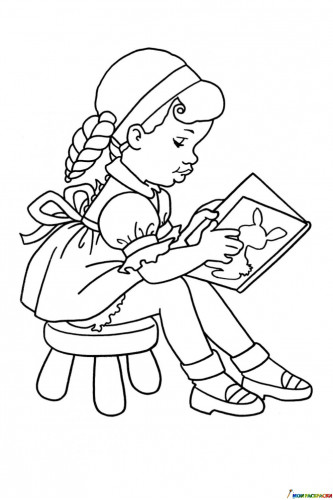 Раскраска Девочка читает книжку