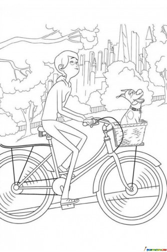 Раскраска Кэти и Макс на велосипеде