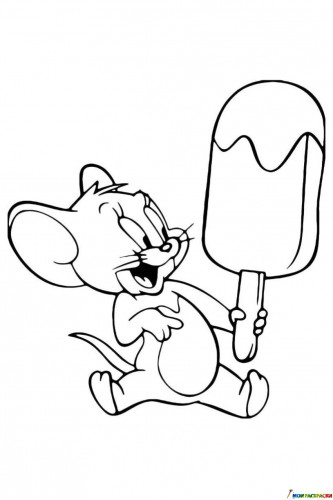 Раскраска Джерри с мороженым на палочке