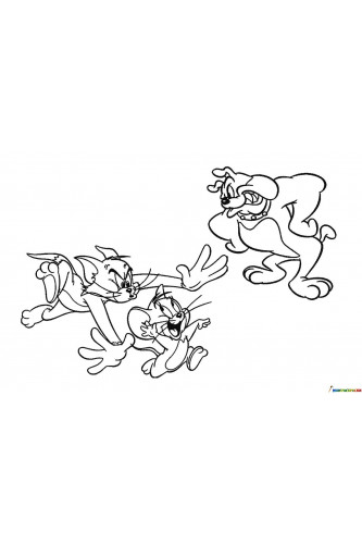 Раскраска Том и Джерри с бульдогом