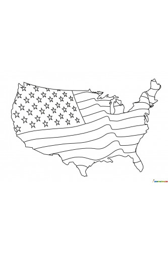 Раскраска Американский флаг в виде карты