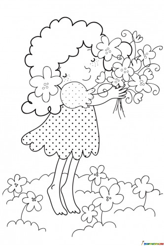 Раскраска Девочка с цветами