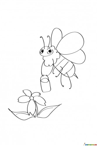 Раскраска Пчелка собирает мёд