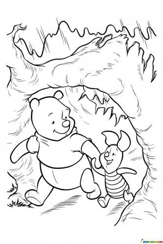 Винни и Пятачок гуляют в лесу