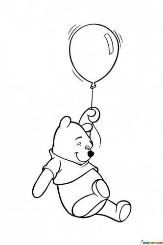 Раскраска Винни Пух с воздушным шариком
