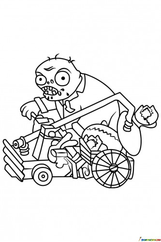 Раскраска Зомби на катапульте